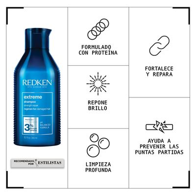 Imagen 2 del producto Set Reparacion Cabello Dañado Shampoo Extreme 300Ml + Spray One United 30Ml