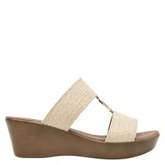 BRUNO ROSSI - Sandalia de Mujer Beige/Khaki con Plataforma