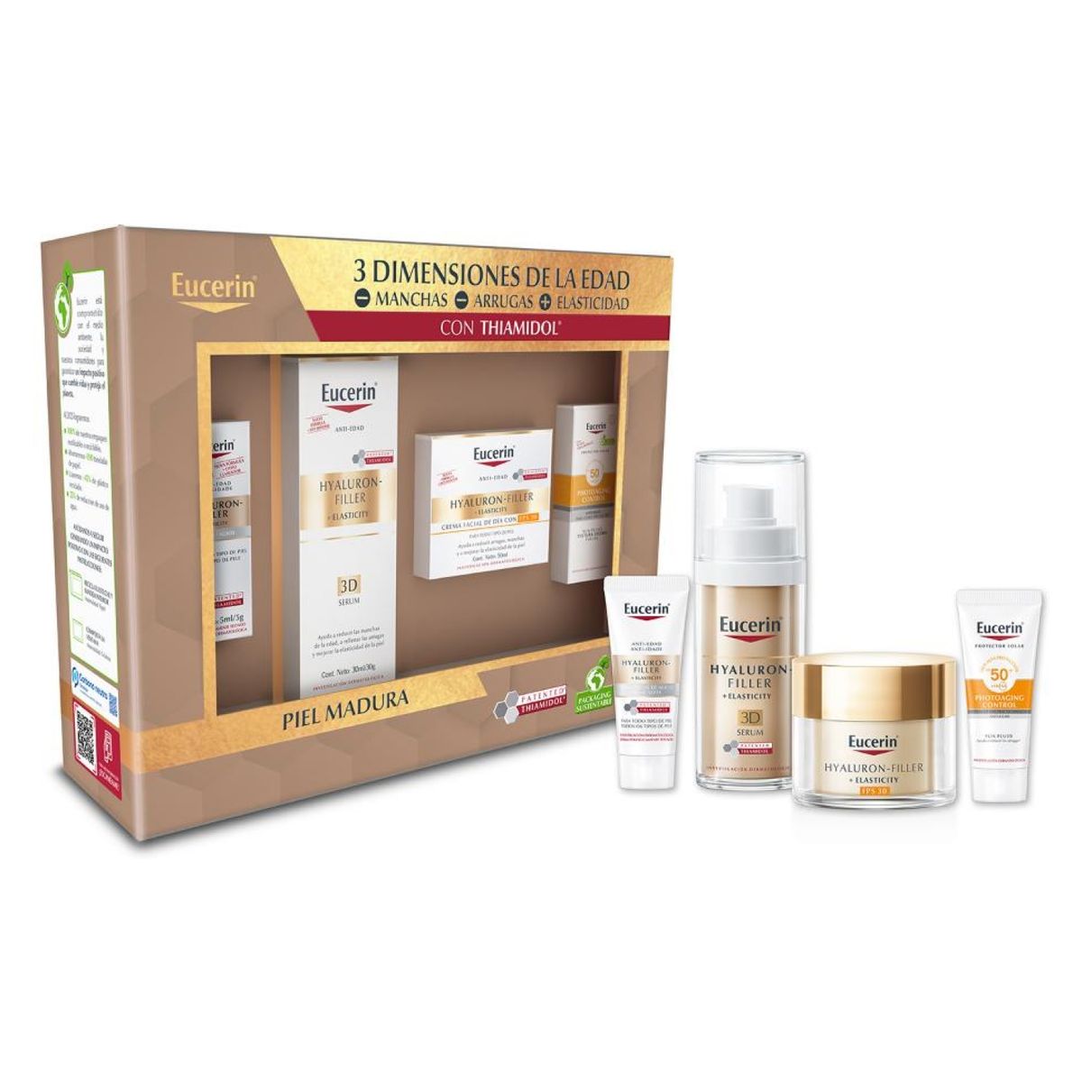 EUCERIN - Set Rutina Elasticity Serum, Crema Facial Día, Crema Facial Noche & Protector Solar Eucerin