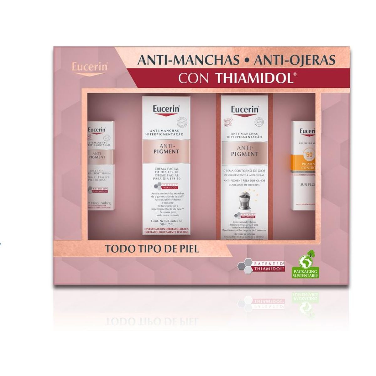 EUCERIN - Set Rutina Anti-Pigment Serum, Crema Facial Día, Contorno de Ojos, Serum & Protector Solar Anti Manchas y Anti Ojeras Eucerin