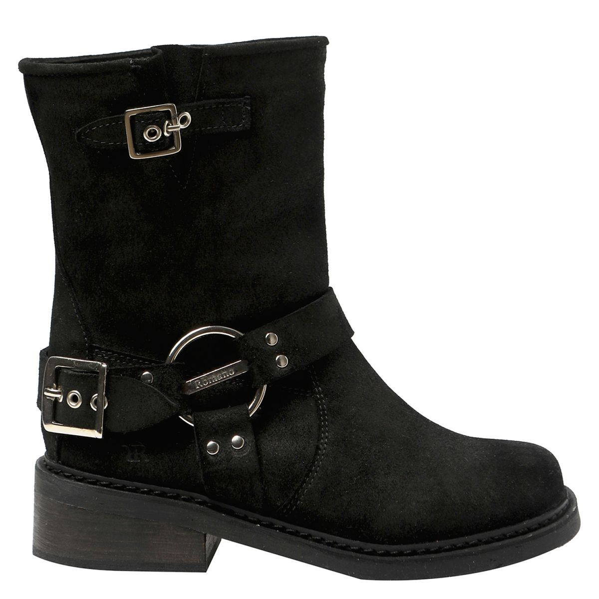 ROMANO - Botín Biker Mujer Cuero Negro Romano