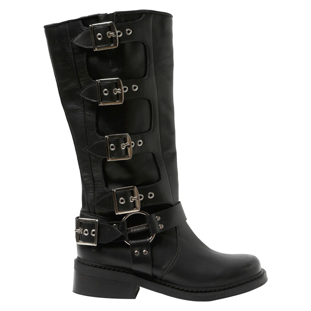 ROMANO - Bota Biker Mujer Cuero Negro Romano