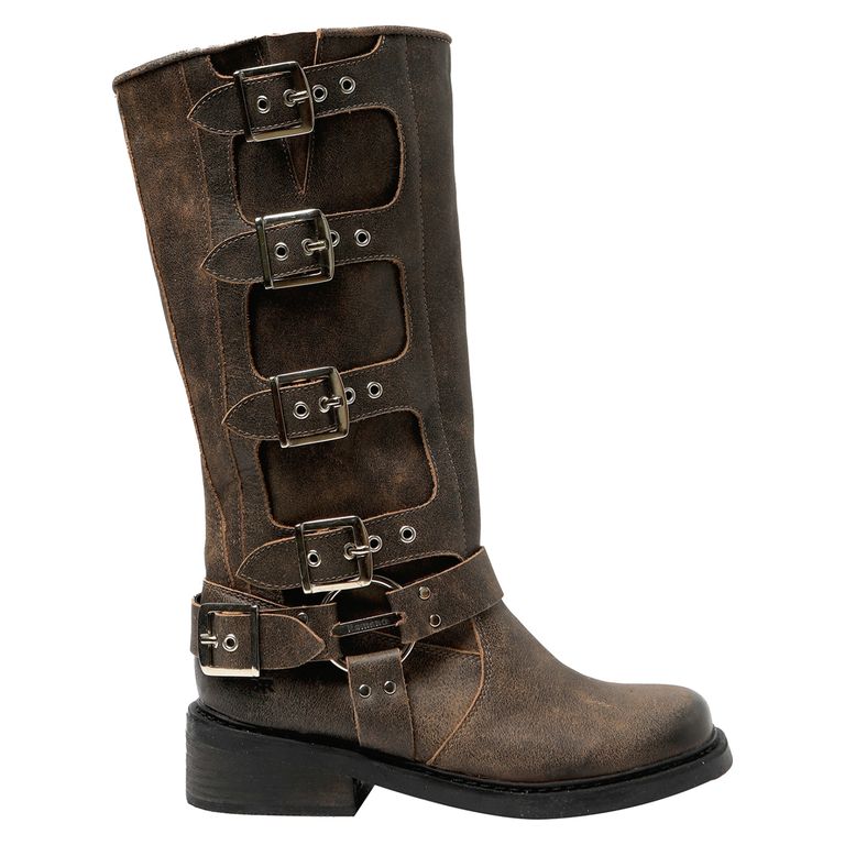 ROMANO Bota Biker Mujer Cuero Café Romano