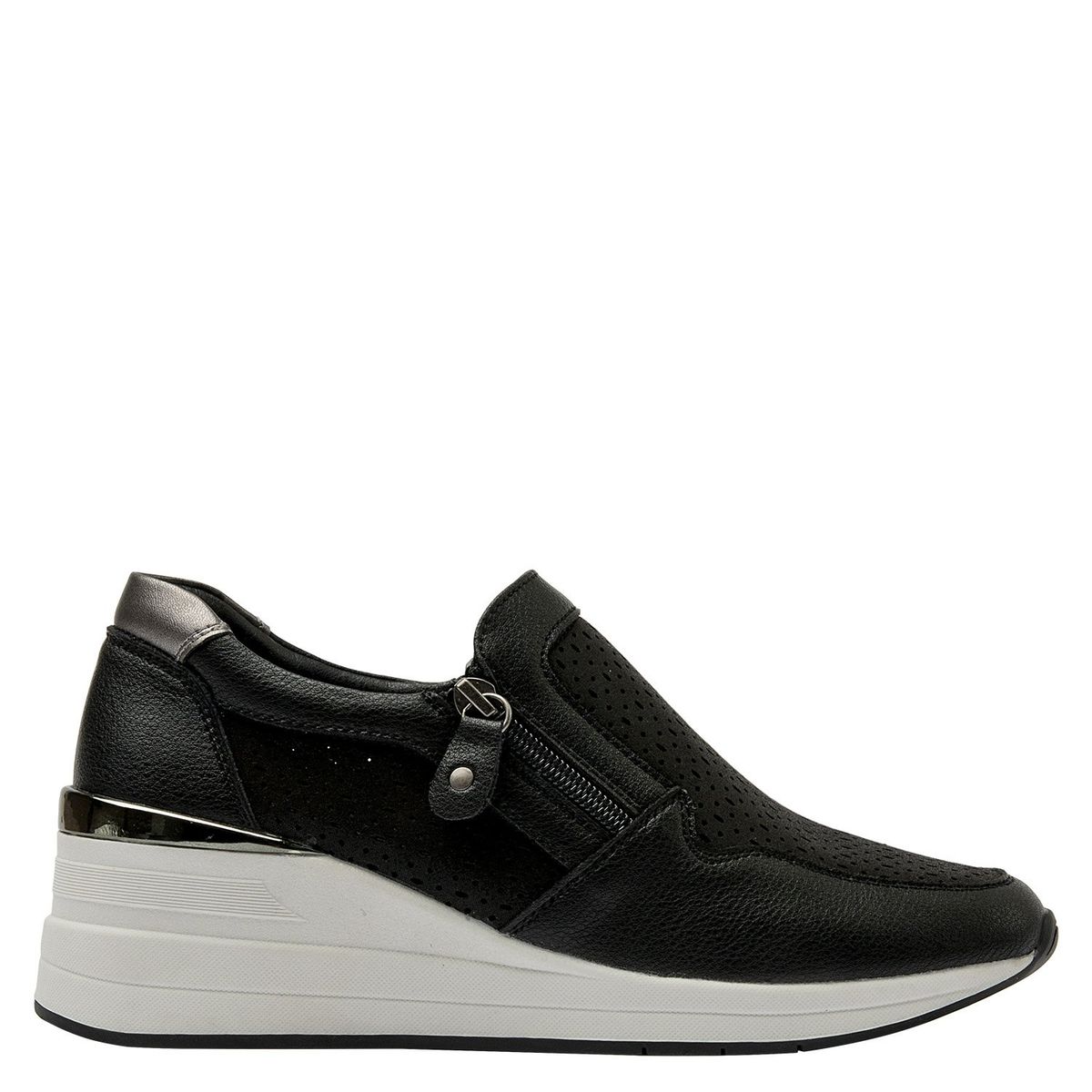 BRUNO ROSSI - Zapatilla Urbana Mujer Cuero Negro Bruno Rossi