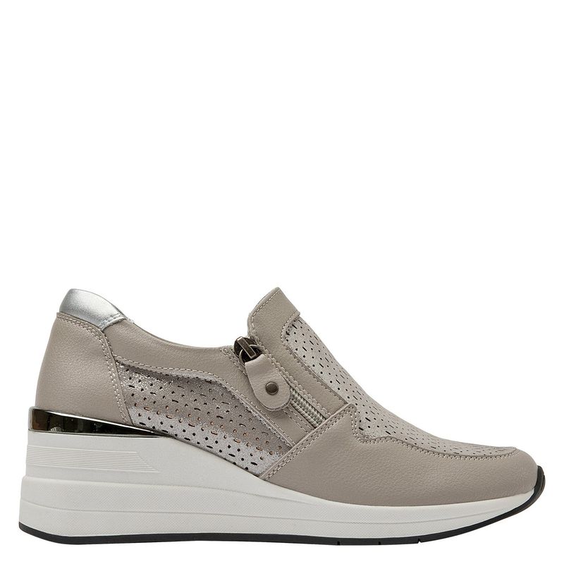 BRUNO ROSSI - Zapatilla Urbana Mujer Cuero Gris Bruno Rossi