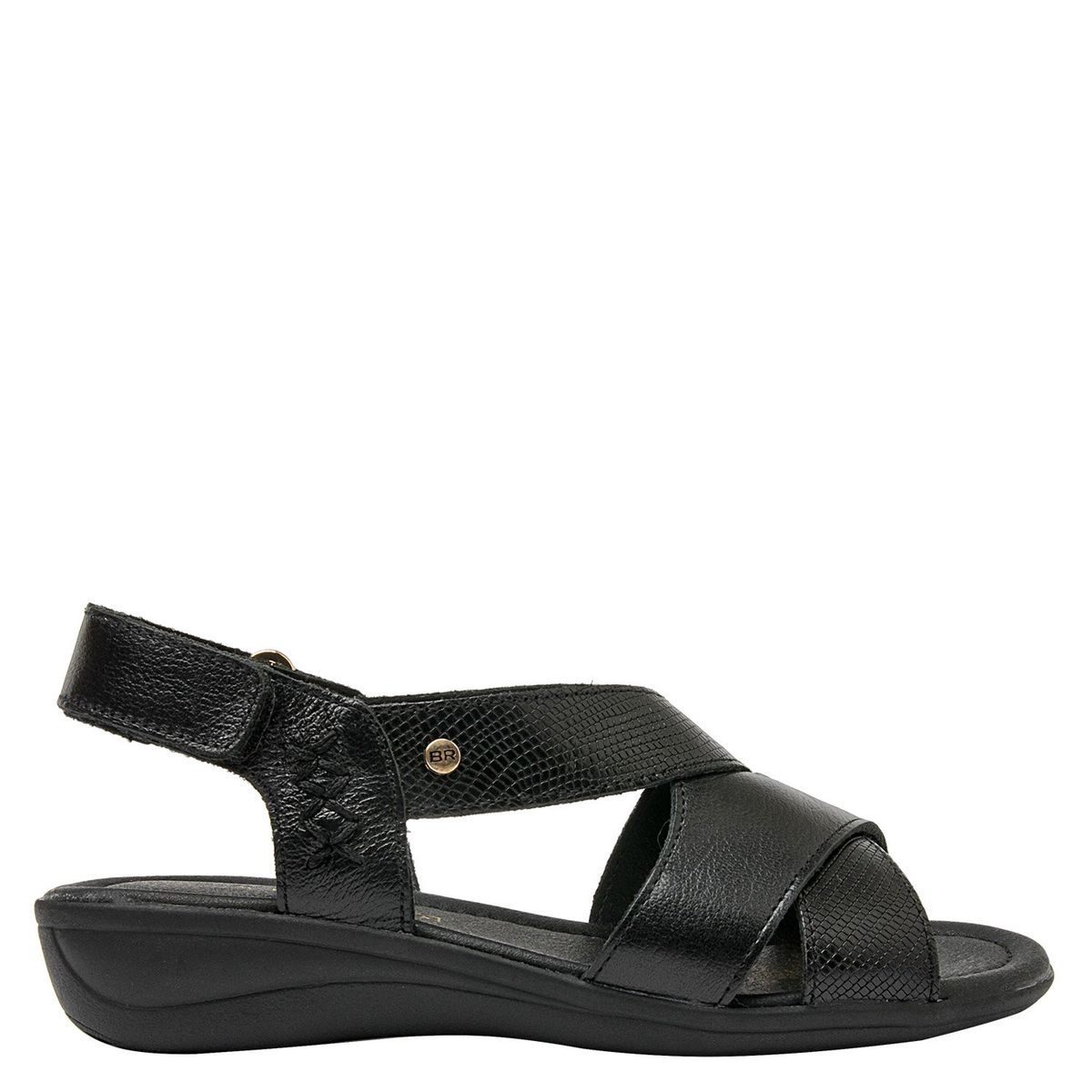 BRUNO ROSSI - Sandalia Mujer Cuero Negro Bruno Rossi