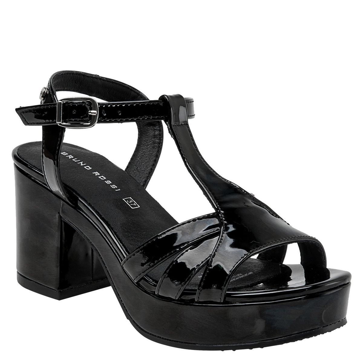 BRUNO ROSSI - Sandalia Mujer Cuero Negro Bruno Rossi