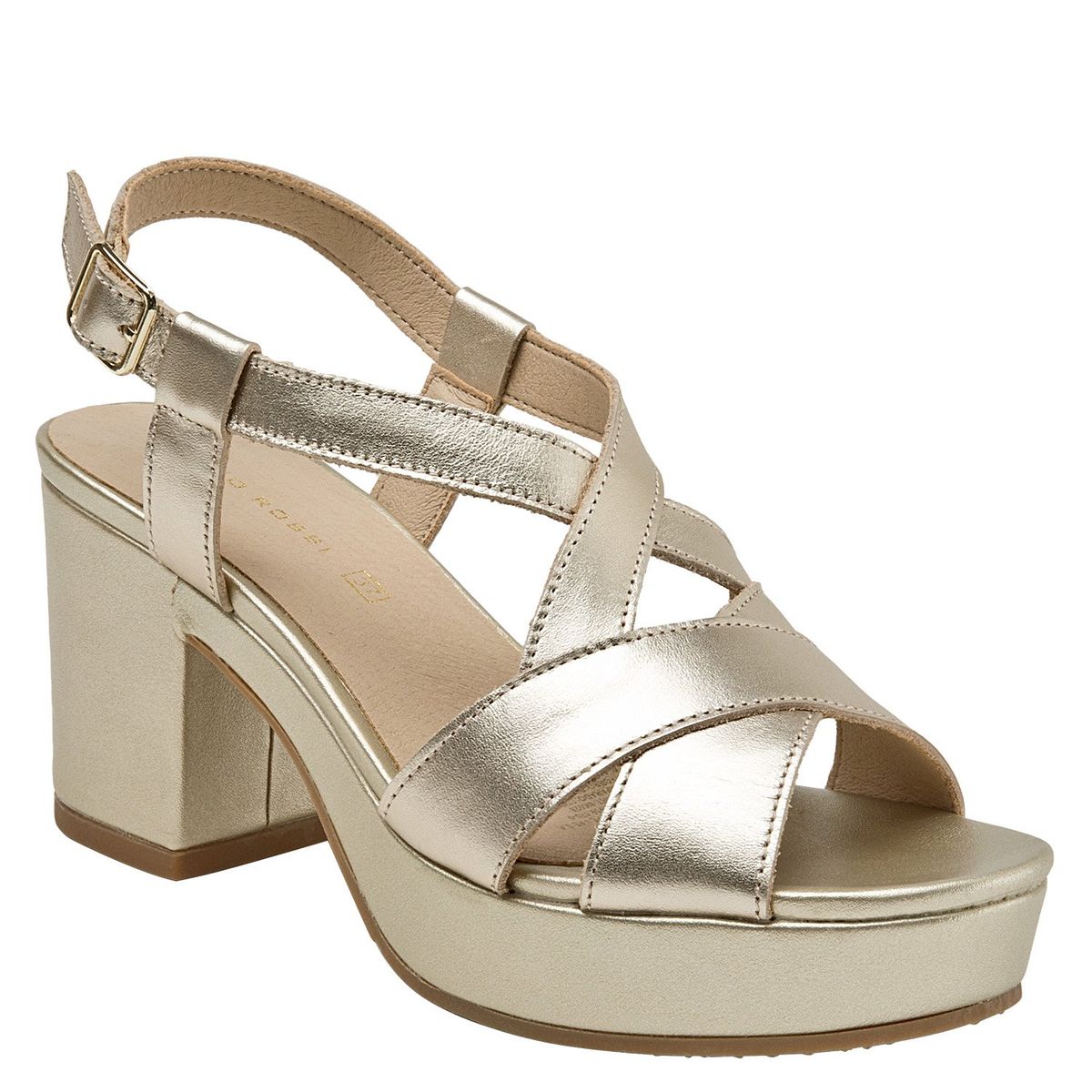 BRUNO ROSSI - Sandalia Mujer Cuero Dorado Bruno Rossi