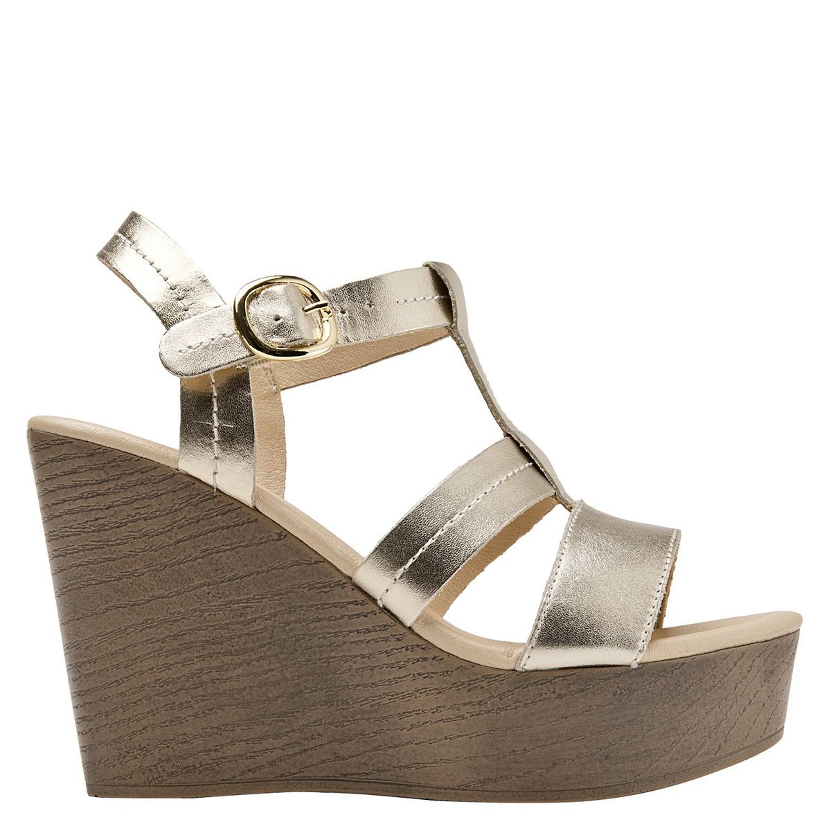 BRUNO ROSSI - Sandalia Mujer Cuero Plateado Bruno Rossi