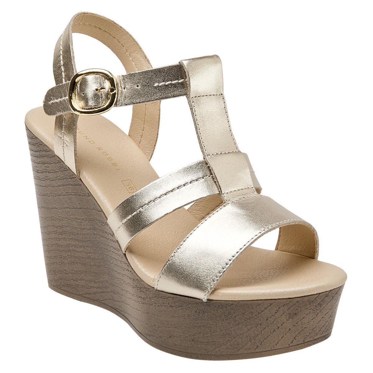 BRUNO ROSSI - Sandalia Mujer Cuero Plateado Bruno Rossi