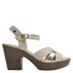 BRUNO ROSSI - Sandalia Mujer Cuero Beige/Khaki