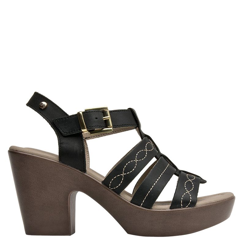 BRUNO ROSSI - Sandalia Mujer Cuero Negro Bruno Rossi
