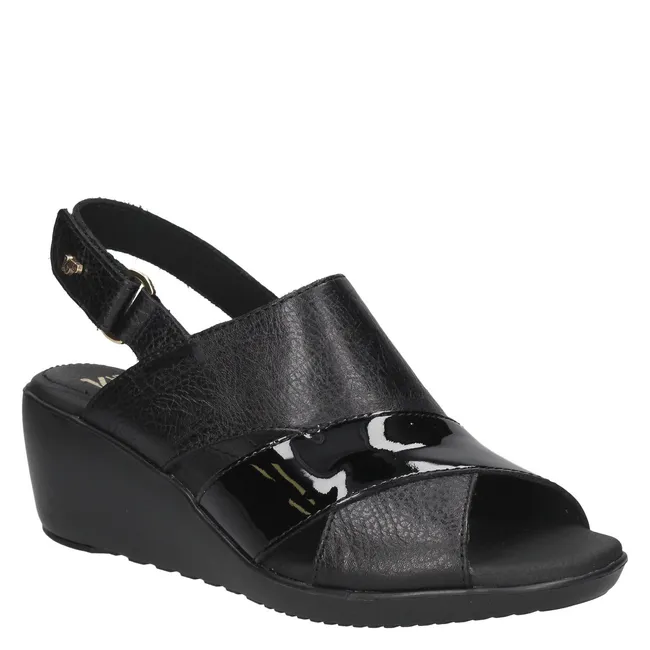 16 HRS - Sandalia Mujer Cuero Negro 16 Hrs