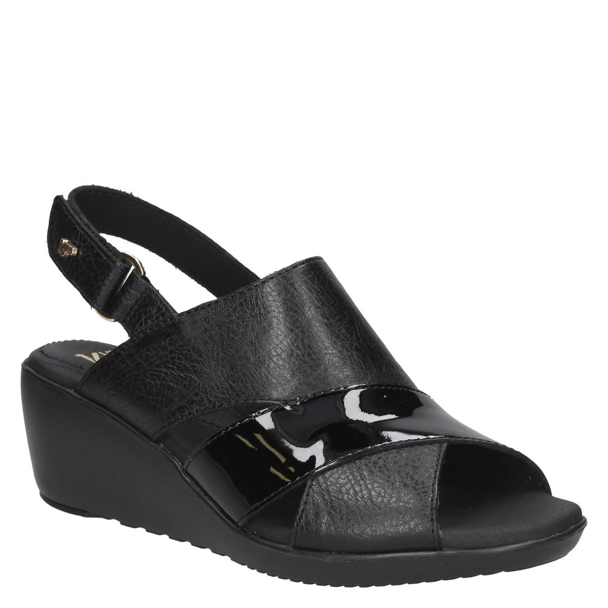 16 HRS - Sandalia Mujer Cuero Negro 16 Hrs