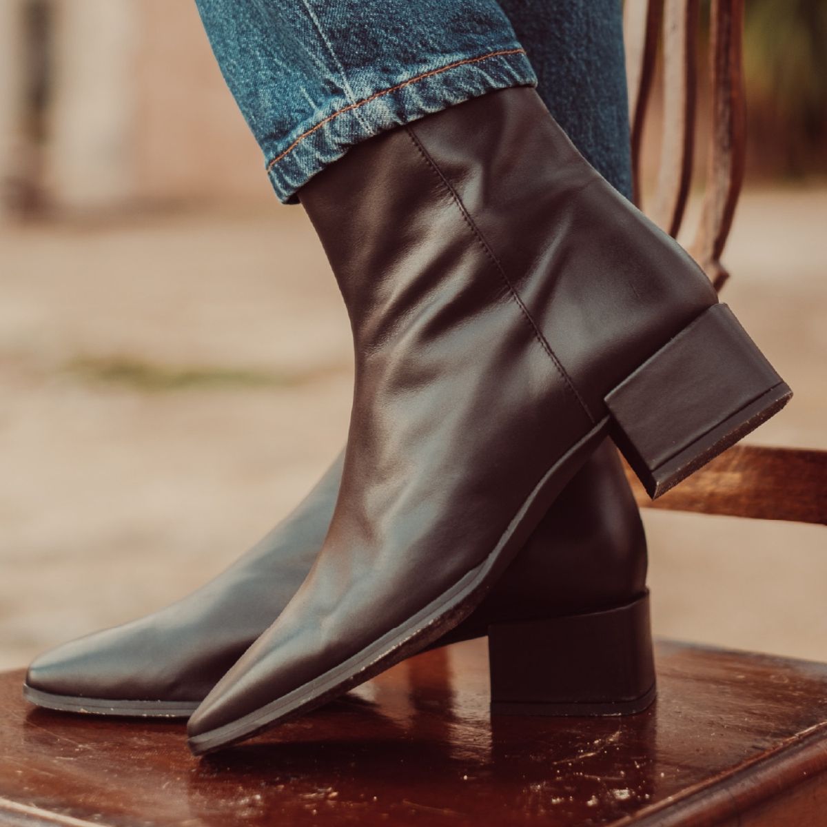 URCO - Botín Mujer Cuero Negro Urco