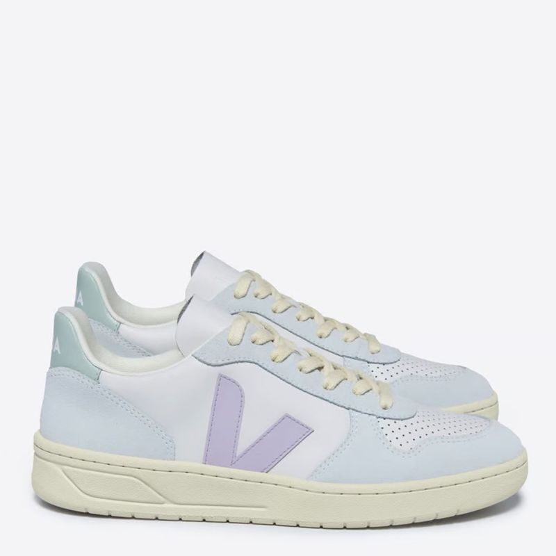 VEJA - V-10 Zapatilla Urbana Mujer Cuero Azúl Veja