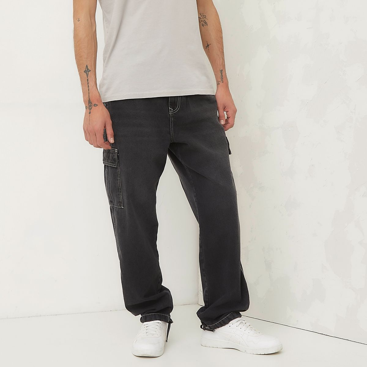 AMERICANINO - Jeans Cargo Americanino Calce Recto Algodón Hombre