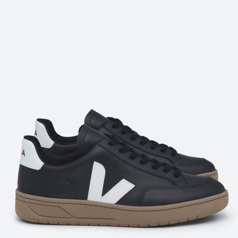 VEJA - V-12 Zapatilla Urbana Mujer Cuero Negro Veja