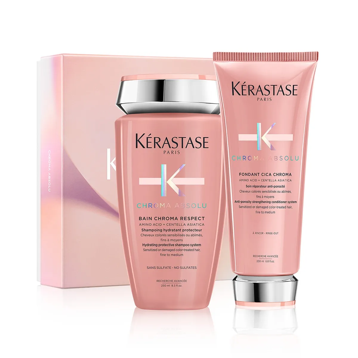 KERASTASE - Set Reparación Cabello Con Color Chroma Absolu Shampoo 250ml + Acondicionador 200ml Kérastase
