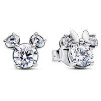 Aros Mickey Y Minnie Mouse De Plata Mujer