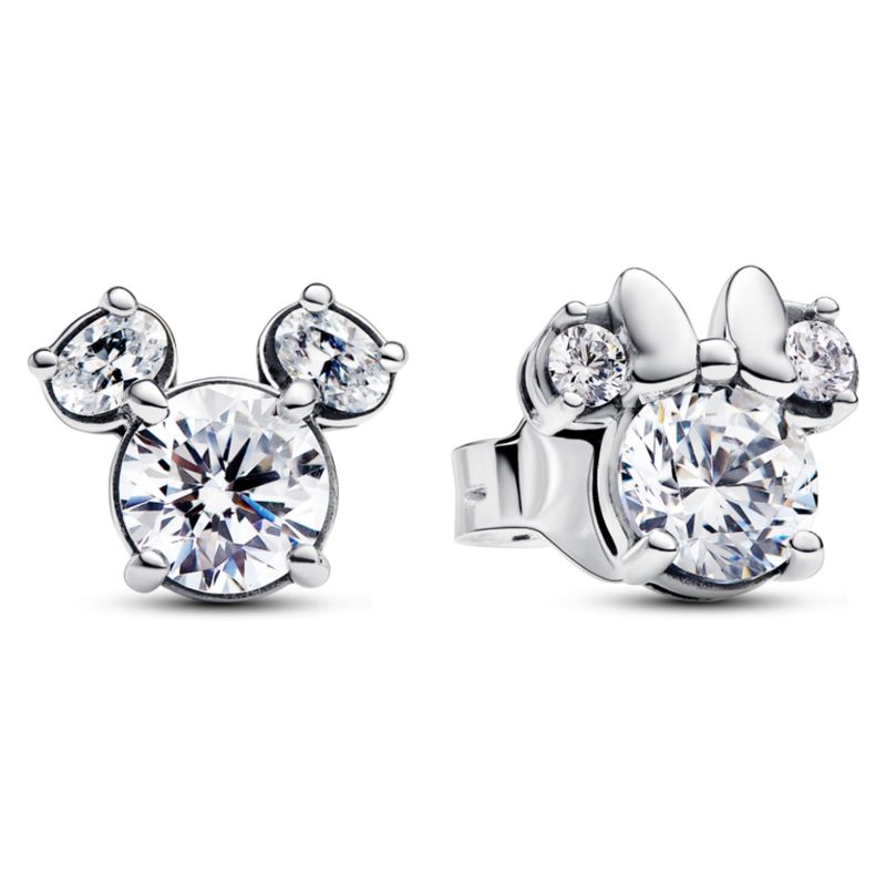 PANDORA - Aros Mickey Y Minnie Mouse De Plata Mujer Pandora