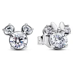 PANDORA - Aros Mickey Y Minnie Mouse De Plata Mujer
