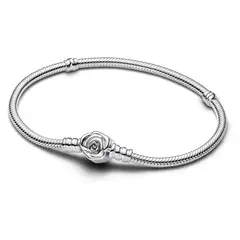 PANDORA - Brazalete Moments Cadena De Serpiente Con Cierre Rosa Floreciendo Mujer