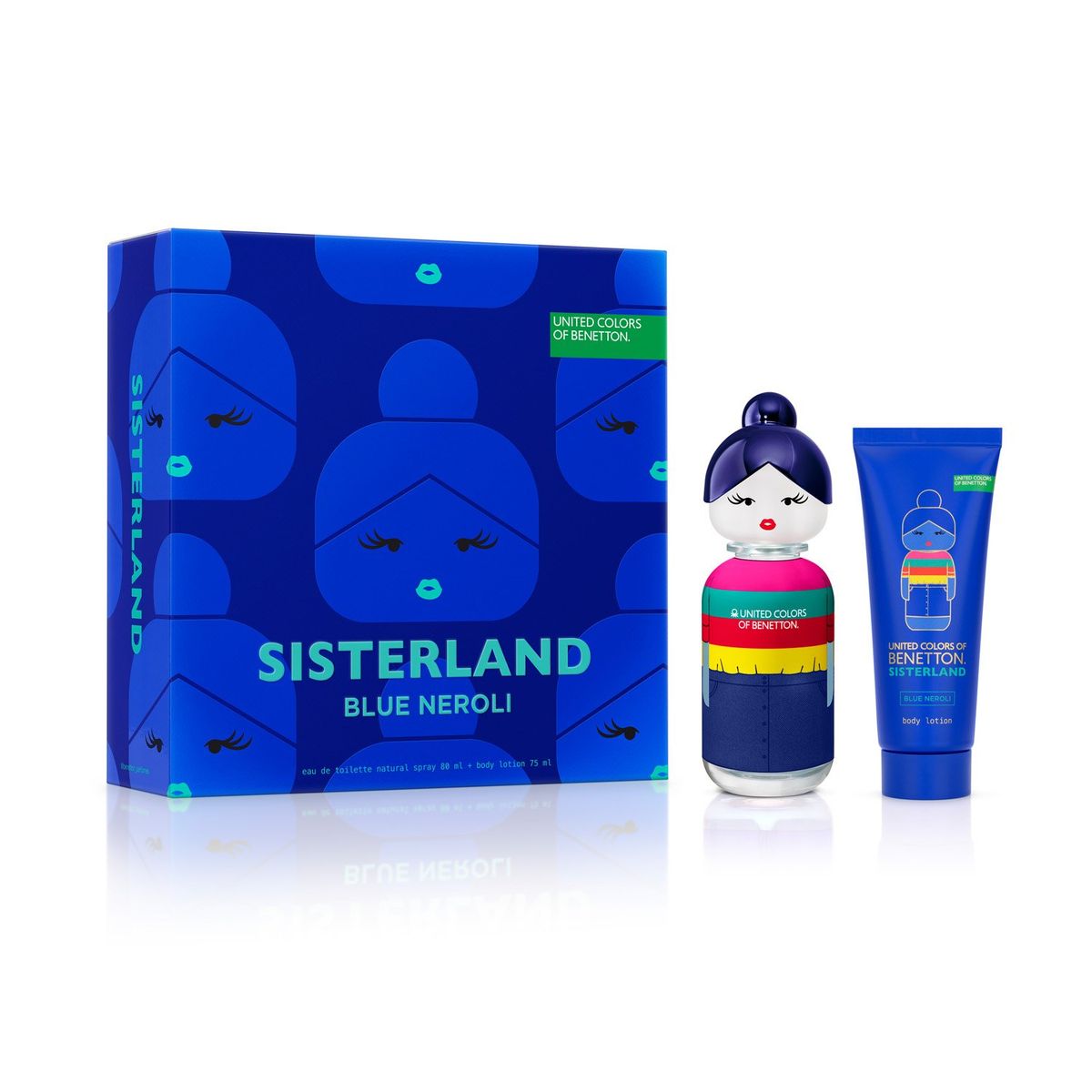 BENETTON - Set Regalo Benetton Perfume Mujer Sisterland Blue Neroli EDT 80ml + Loción Corporal 75ml Benetton
