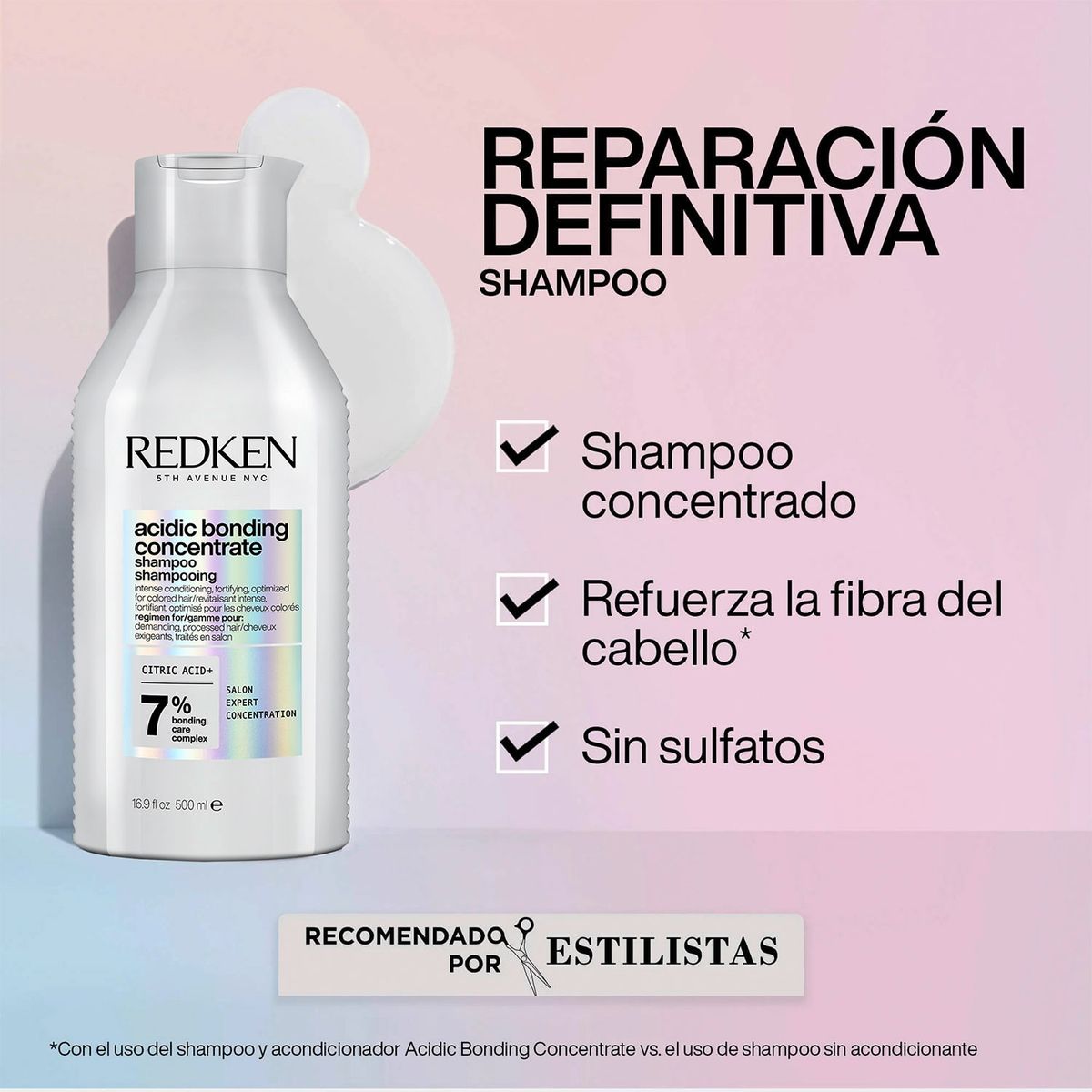 REDKEN - Shampoo Xl Sin Sulfatos Abc Reparación Total Cabello Dañado Acidic Bonding Concentrate 500Ml Redken