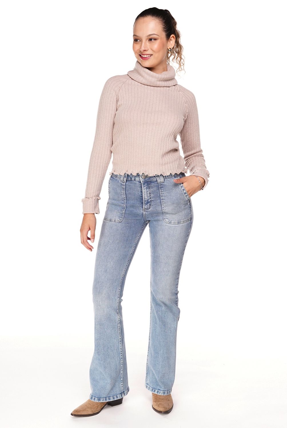 EFESIS - Jeans Flare Tiro Largo Mujer Efesis