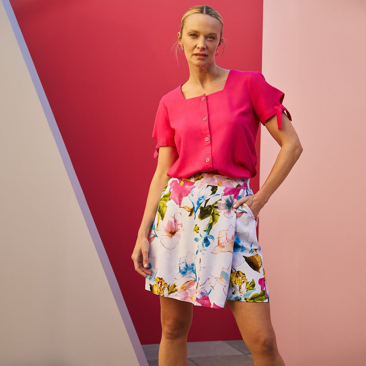 S COCCI - Falda Corta Lino Mujer S Cocci