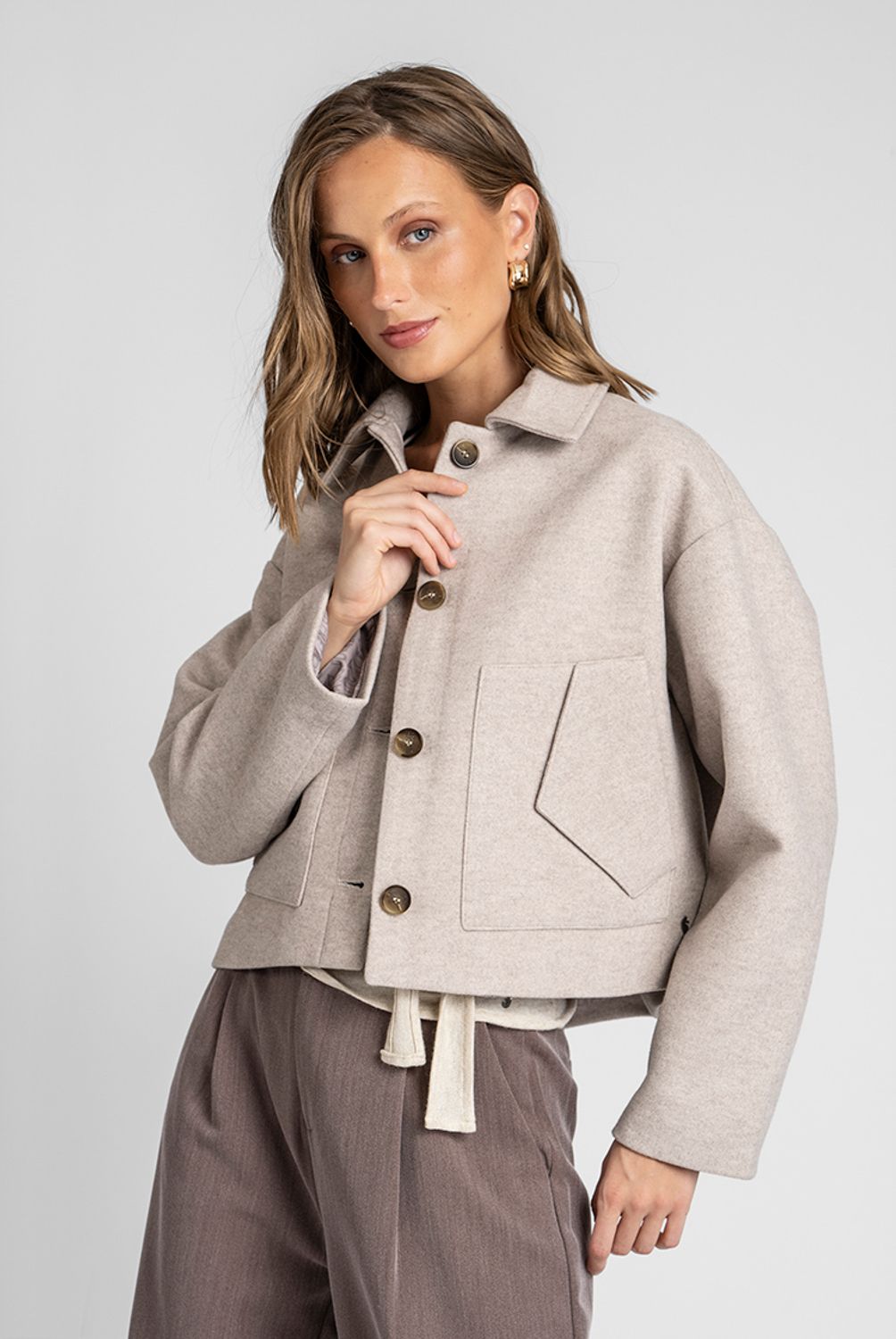 LOLITA POCKET - Chaqueta Amaya Beige Lolita Pocket