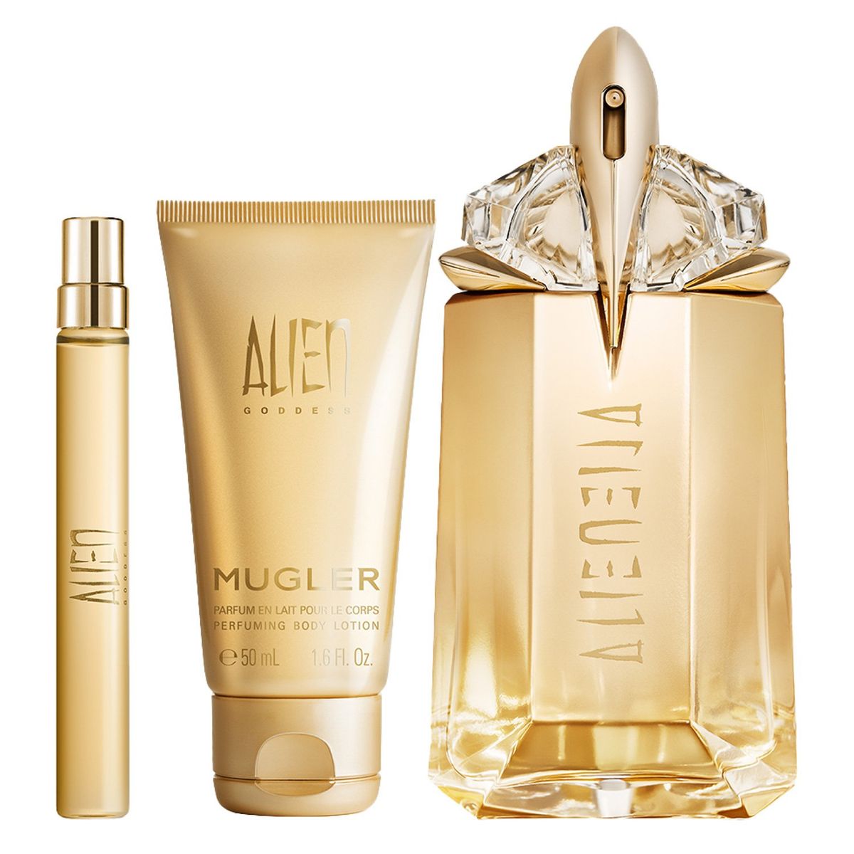 THIERRY MUGLER - Set Perfume mujer Mugler Alien Goddes EDP 60 ml + Body Lotion 50 ml + Mini 10 ml Thierry Mugler