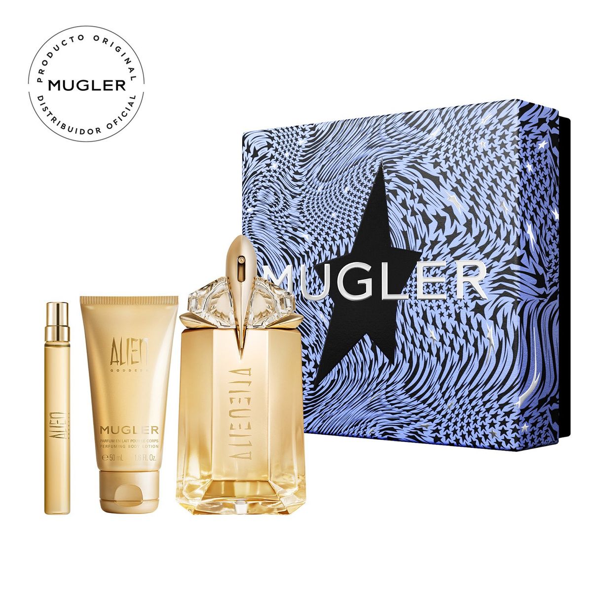 THIERRY MUGLER - Set Perfume mujer Mugler Alien Goddes EDP 60 ml + Body Lotion 50 ml + Mini 10 ml Thierry Mugler