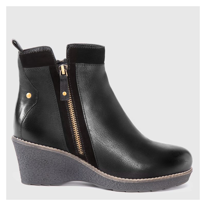 GACEL - Botin Mujer Cuero Negro Gacel