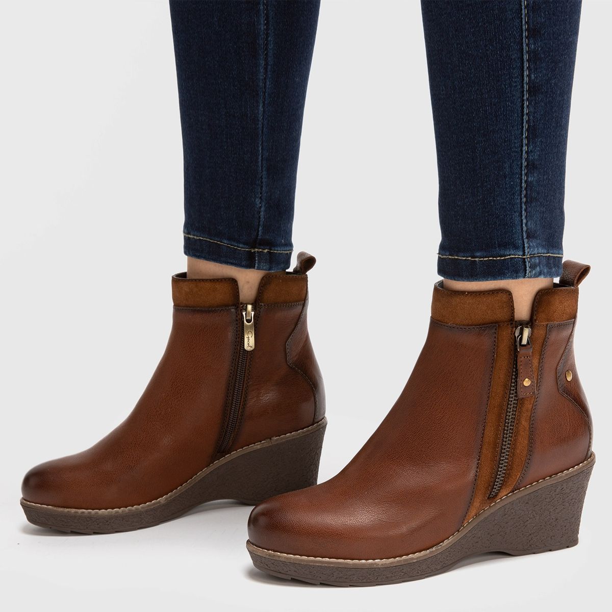 GACEL - Botin Mujer Cuero Cafe Gacel