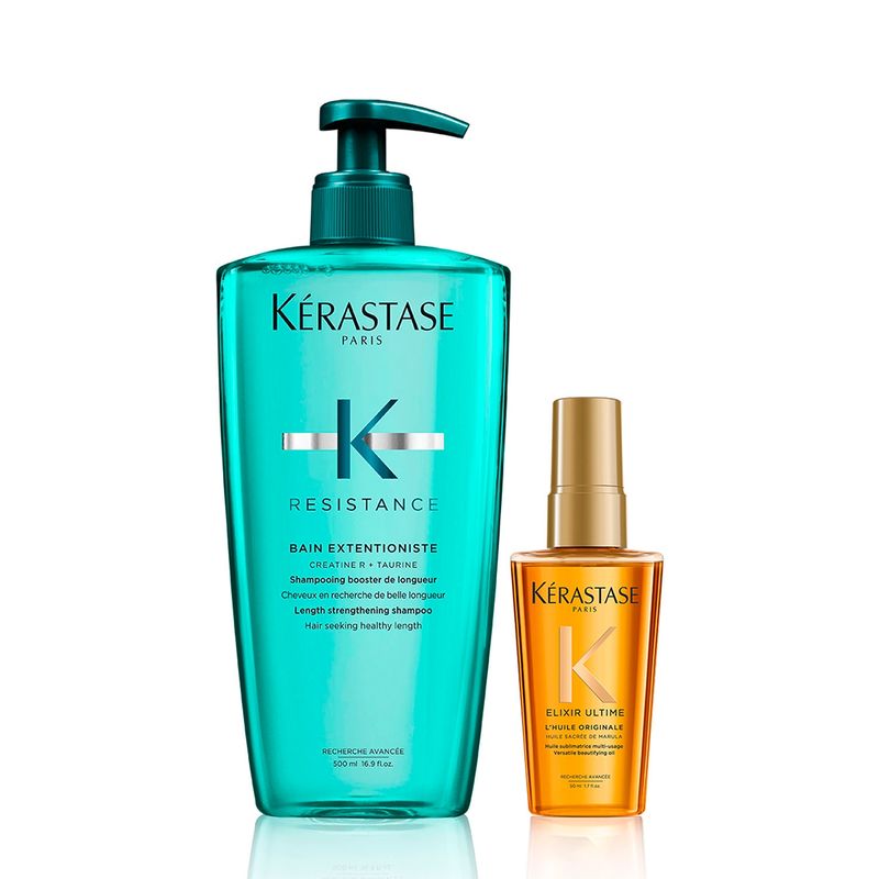 KERASTASE - Set Cabello Frágil Debilitado Extentioniste Shampoo 500ml + Aceite 50ml Kérastase