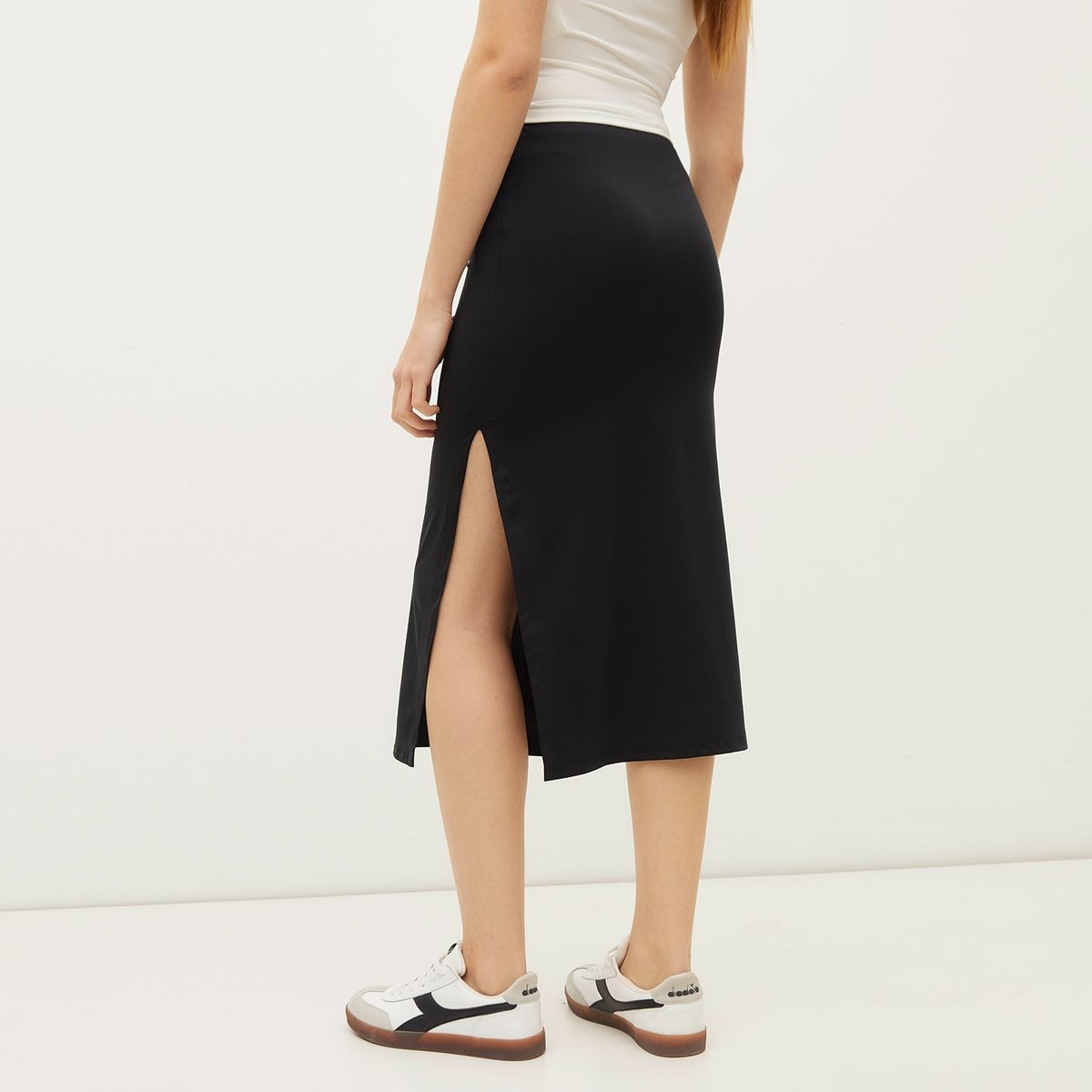 SYBILLA - Falda Midi Microfibra Mujer