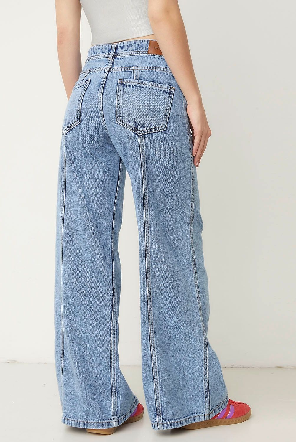 SYBILLA - Jeans Wide Leg Sybilla Tiro Medio Mujer Algodón Casual
