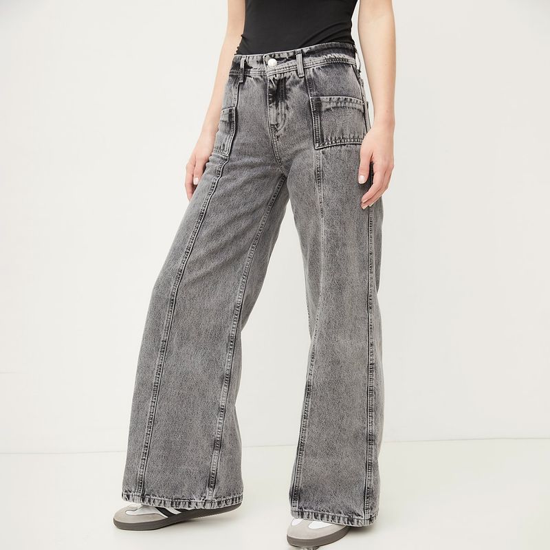 SYBILLA - Jeans Wide Leg Sybilla Tiro Medio Mujer Algodón Casual