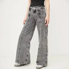 SYBILLA - Jeans Wide Leg Tiro Medio Mujer Algodón Casual