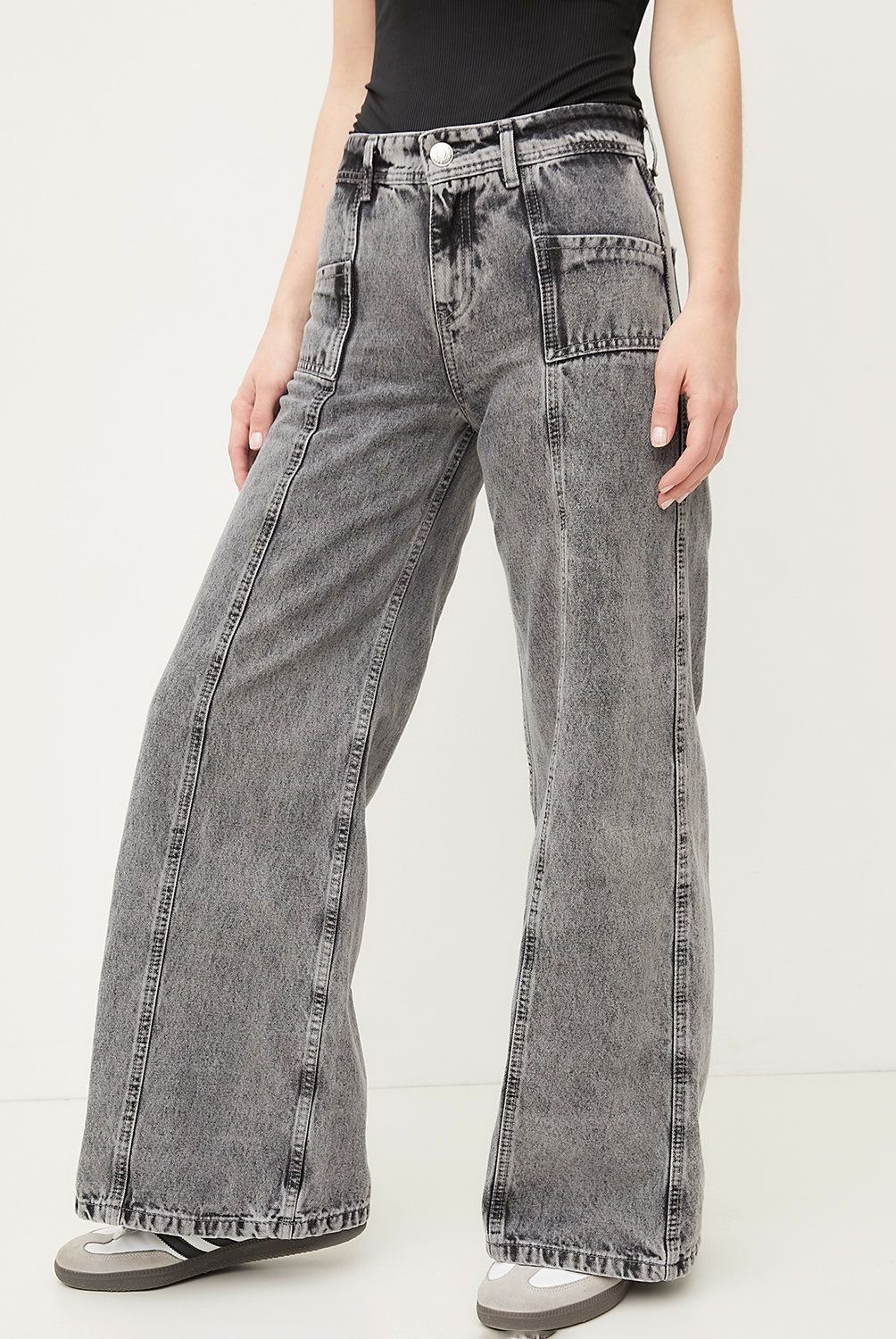 SYBILLA - Jeans Wide Leg Sybilla Tiro Medio Mujer Algodón Casual