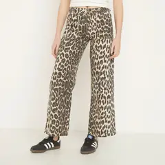 SYBILLA - Jeans Tiro Medio Straight Mujer Animal Print Algodón