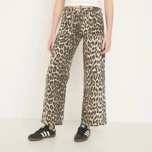 SYBILLA - Jeans Tiro Medio Straight Mujer Animal Print Algodón