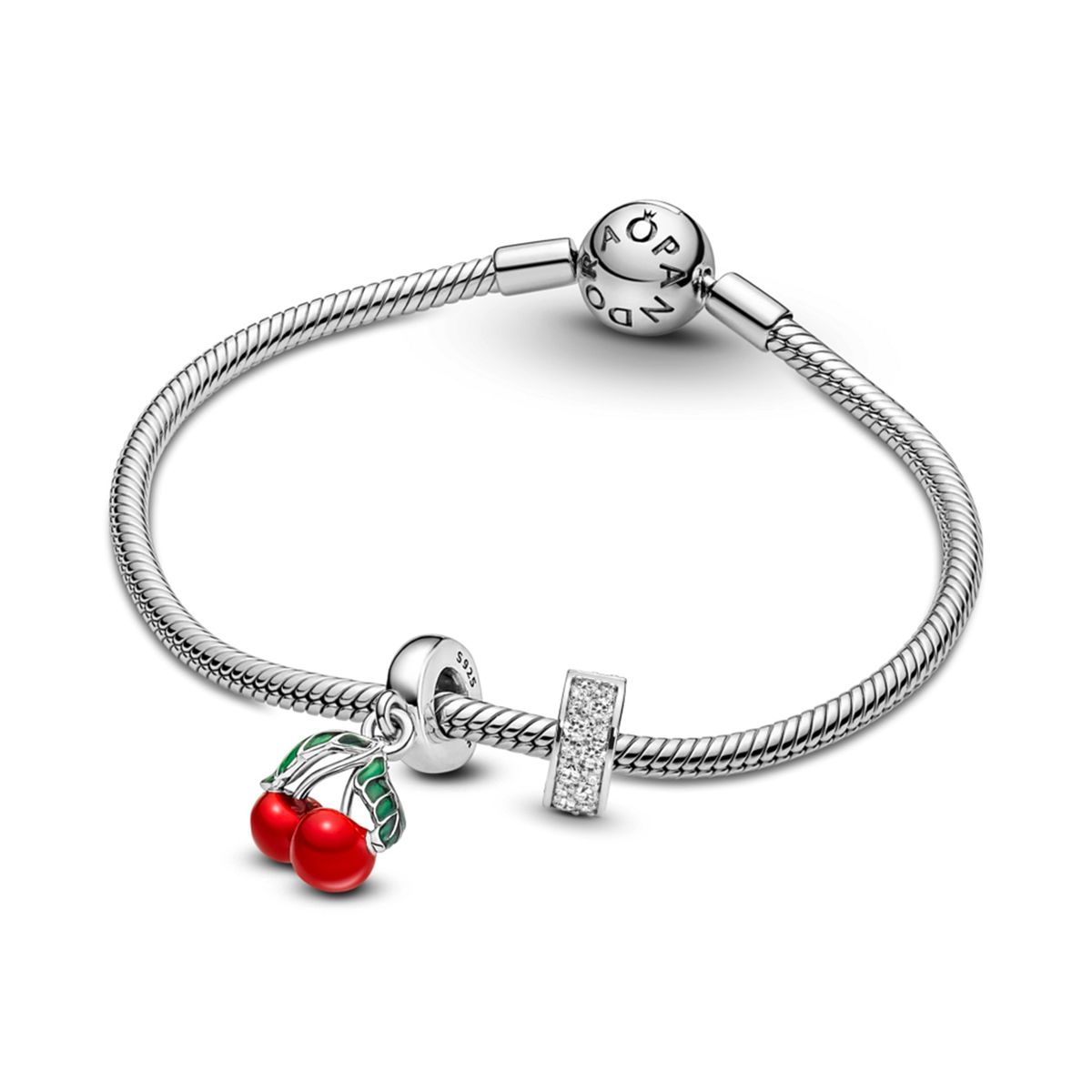 PANDORA - Pulsera Gift Set Clip Y Guinda De Plata Mujer Pandora