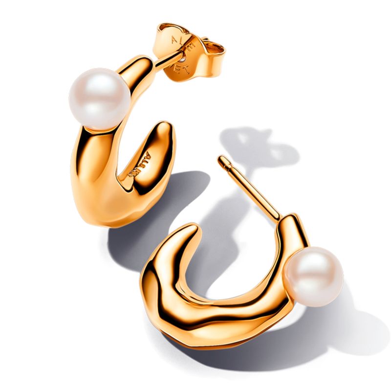 PANDORA - Aros Forma Organica Y Perla Mujer Pandora