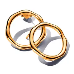 PANDORA - Aretes De Botón Círculo Forma Orgánica Mujer