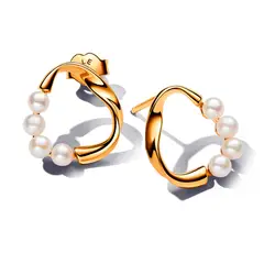 PANDORA - Aros Forma Organica Y Perla Mujer