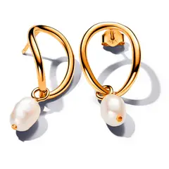 PANDORA - Aros Forma Organica Y Perla Mujer