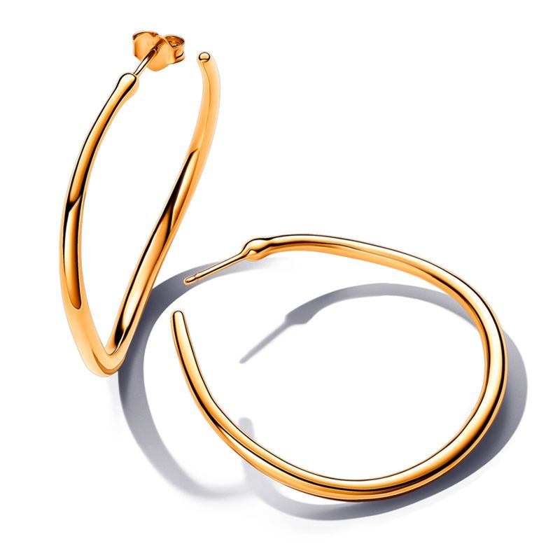 PANDORA - Aretes De Aro Abiertos De 42 Mm Forma Orgánica Mujer Pandora